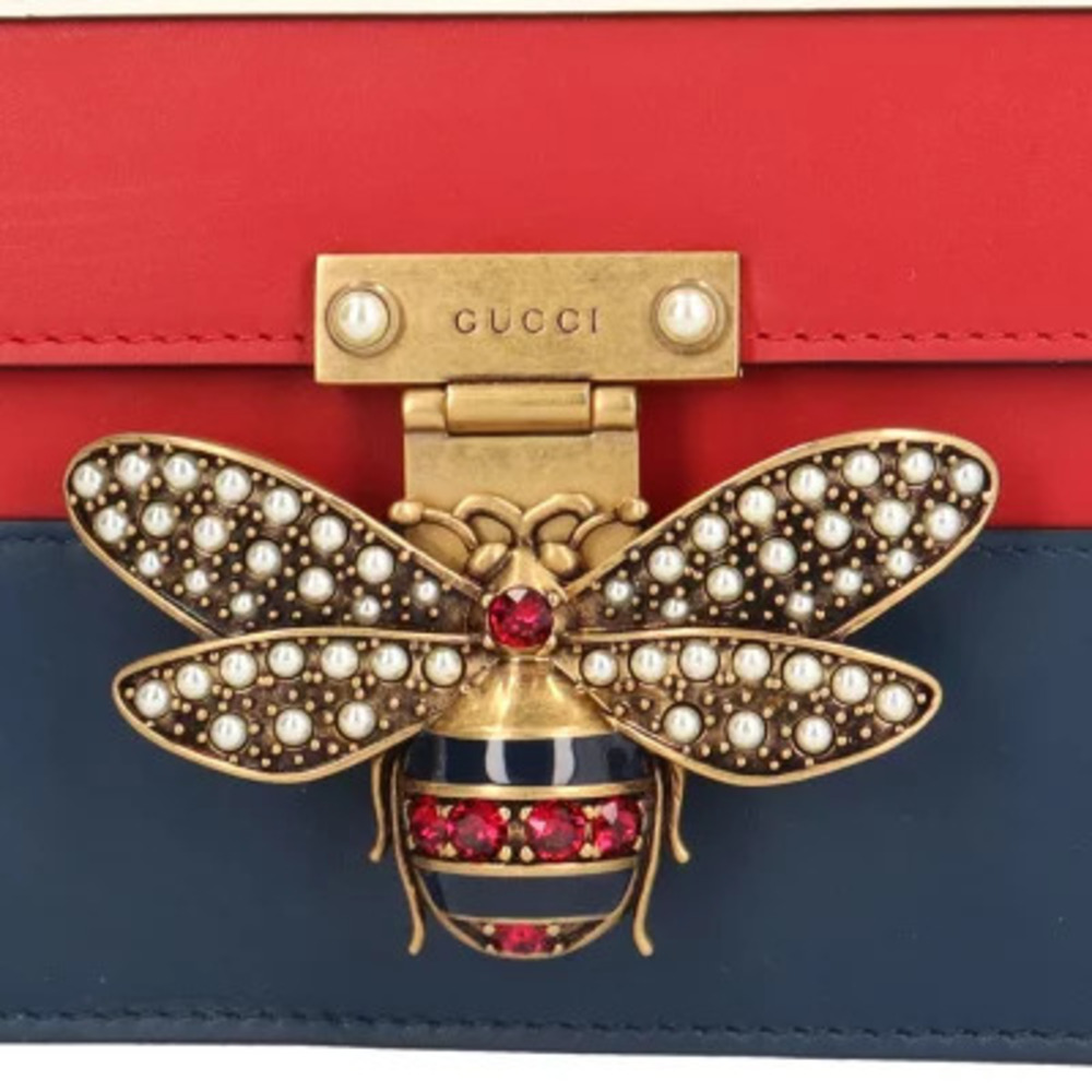 Gucci Queen Margaret Bee Shoulder Bag Leather White - Picture 7 of 8